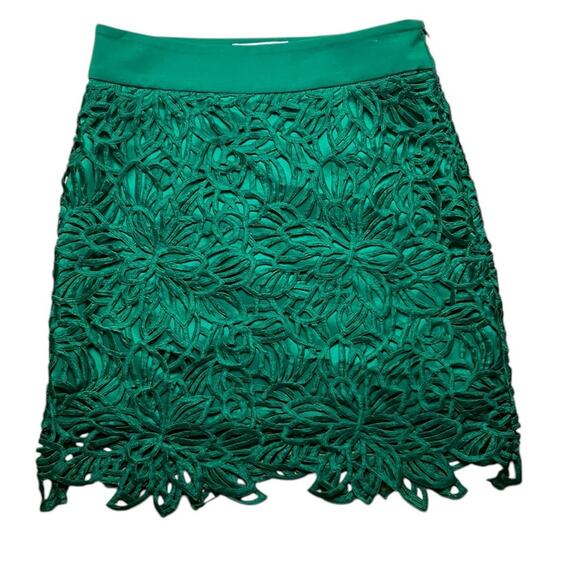 Milly Green Crochet Lace Overlay Pencil Straight Skirt Size US 4 - Picture 1 of 4